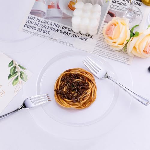 100PCS Clear Plastic Plates for 50 Guests Party Wedding Use