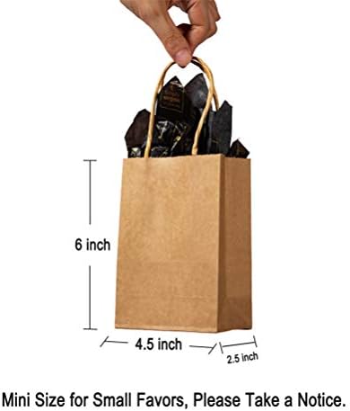 AWELL Mini Kraft Paper Bag with Handle for Party Favor Gifts