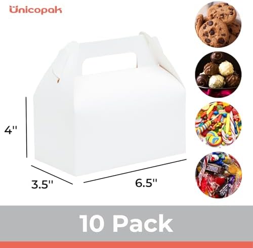 UnicoPak 10 Pack White Gable Treat Boxes