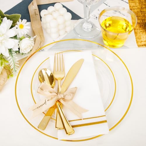 SUT 350Pcs Plastic Dinnerware Set for 50 Guests