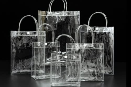 Rikyo 20pc Clear PVC Gift Bags with Handle and Button