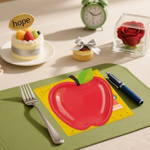 40 PCS Back to School Apple Plates and Napkins Set