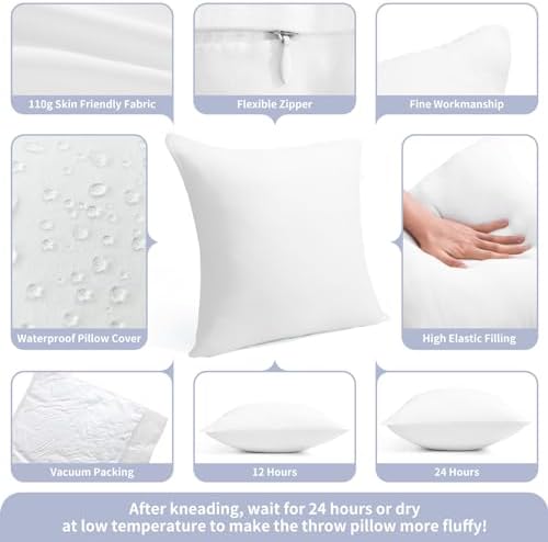 16 x 16 Outdoor Pillow Inserts Pack of 2 White