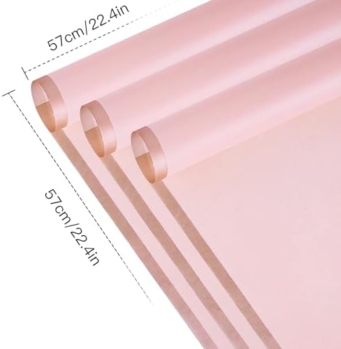RUSPEPA 20 Sheet Gold Edge Floral Wrap Paper Light Pink