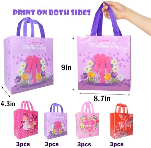 HADDIY Mothers Day Tote Gift Bags 16 Pcs Floral Design