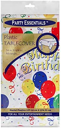 Party Essentials Heavy Duty Plastic Table Cover Happy Birthday 54x108