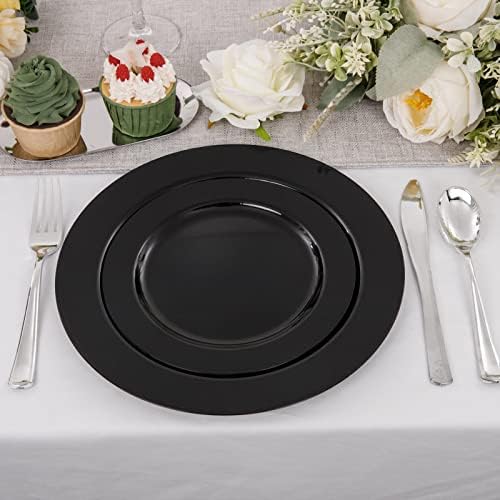 FLOWERCAT 60PCS Heavy Duty Black Disposable Plates