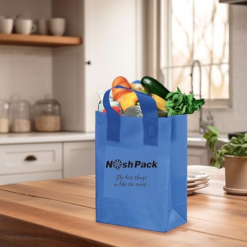 NOSH PACK 100 Blue Clear Tote Gift Bags with Handles