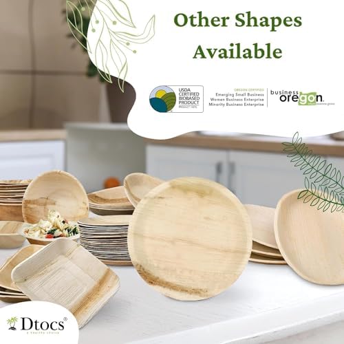 Dtocs 10 Inch Square Compostable Palm Leaf Plates 50 Pack