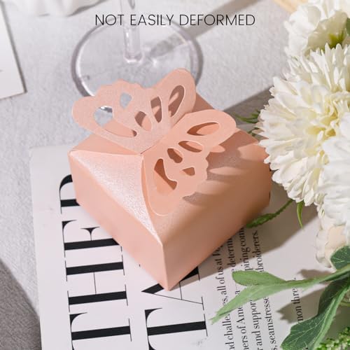 VGOODALL 50PCS Pink Butterfly Candy Boxes for Party Favors