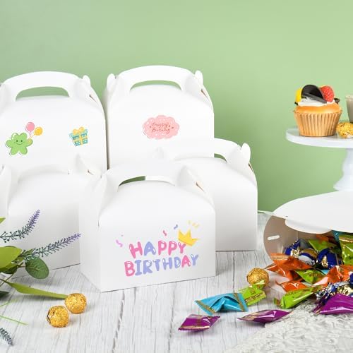 DjinnGlory 36 Pack White Treat Boxes with Handle