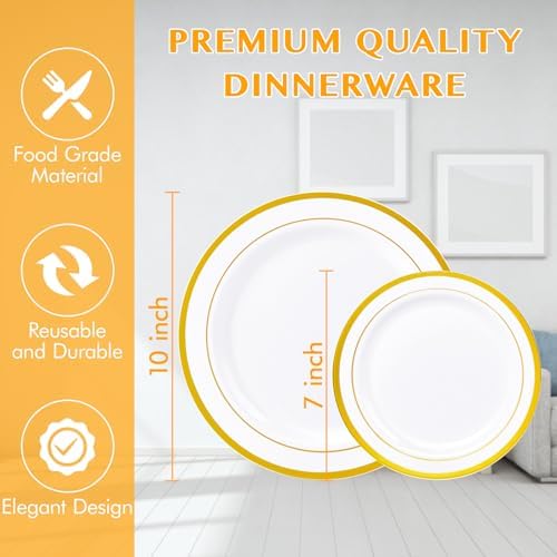 JollyPack 100 Piece Gold Plastic Party Plates