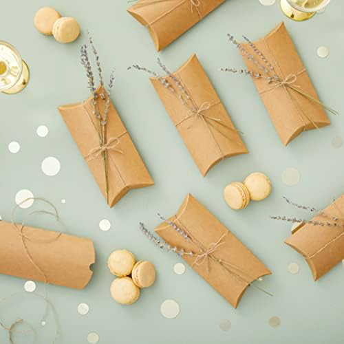 100 Pack Pillow Boxes with Jute Twine for Gifts