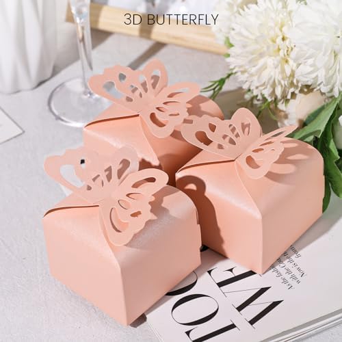 VGOODALL 50PCS Pink Butterfly Candy Boxes for Party Favors