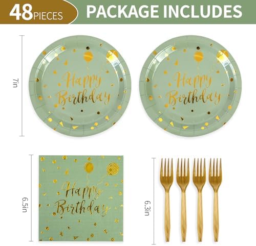 48PCS Happy Birthday Party Plates Napkins Set