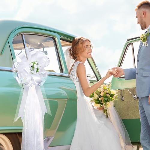 Duraaamo 24 Piece Wedding Aisle Decor Bows with Rosebuds