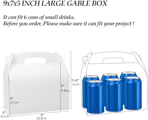 30Pcs 9 Inch White Gable Gift Boxes for Parties