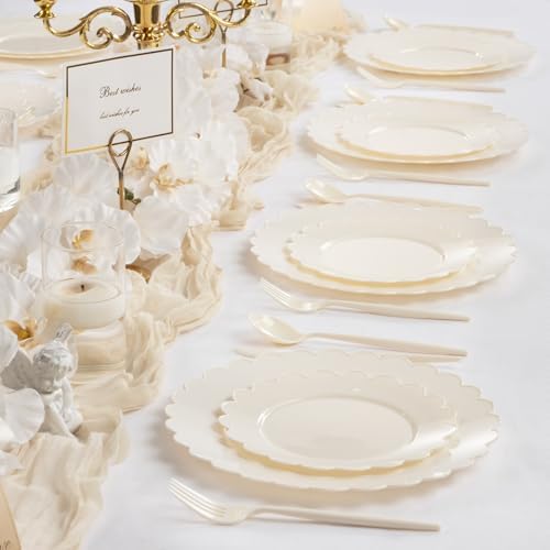 Supernal 100pcs Ivory Plastic Plates for Party