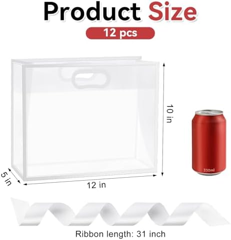 Ohuimrt 12 Pack Clear Plastic Gift Bags with Handles