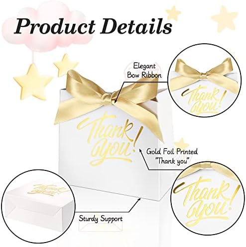 60 Pack Mini Thank You Gift Bags with Gold Foil Print