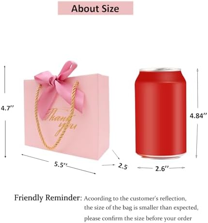 TKSBAG 20 Pack Pink Mini Gift Bags With Handles
