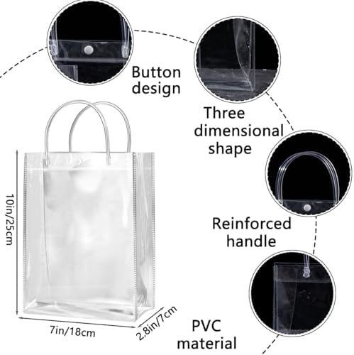 SHIPKEY 10 Pack Clear Gift Bags with Handles