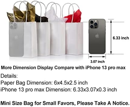 AWELL Mini White Paper Gift Bags with Handle Pack of 24
