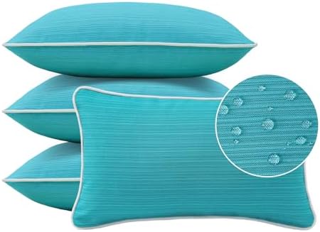 Unimatta Decorative Water Repellent Throw Pillows Set of 4 Turquoise