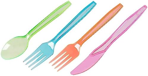 Juvale 216 Piece Rainbow Plastic Cutlery Set for Parties