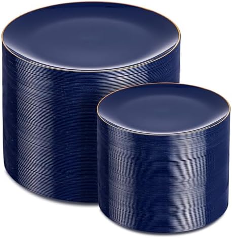 PULOTE 200 Piece Blue Plastic Plate Set