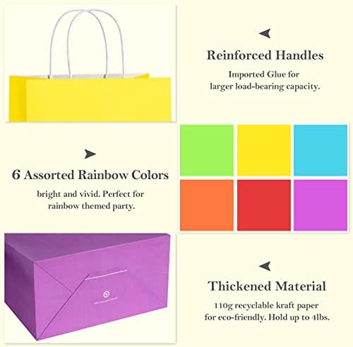 BagDream 24PCS Small Rainbow Party Favor Bags with Handles