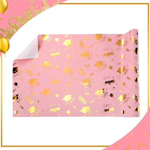 AmazingSpark 2025 Graduation Gift Wrap Paper Roll Pink