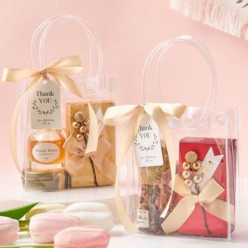 Mauproy 50 Pack Clear Gift Bags with Handles