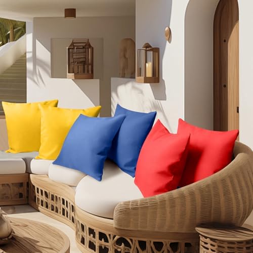 Pack of 4 Waterproof Square Throw Pillow Covers for Patio