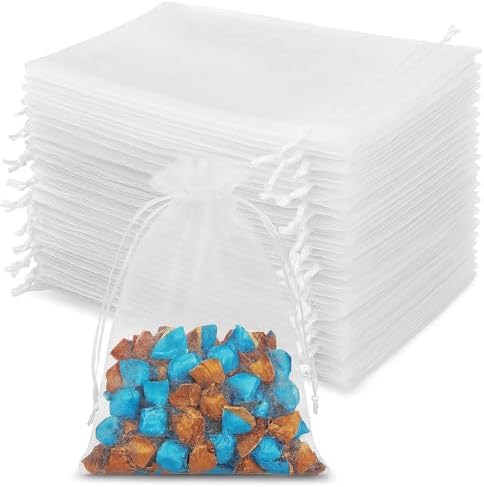 100PCS White Organza Gift Bags 5x7 Inch