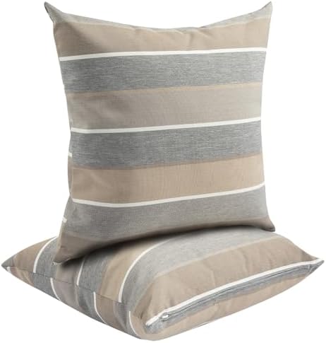 FUNHOME Outdoor Throw Pillows Set of 2 Gray Stripe
