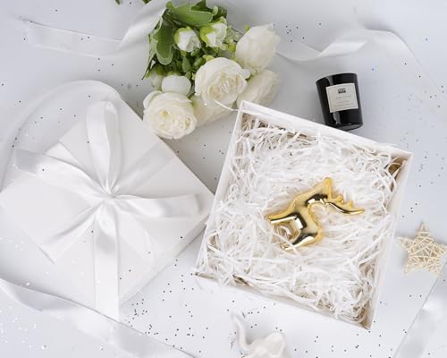 Jaywayang 5 Pack White Gift Boxes with Lids Ribbons and Tissue Papers
