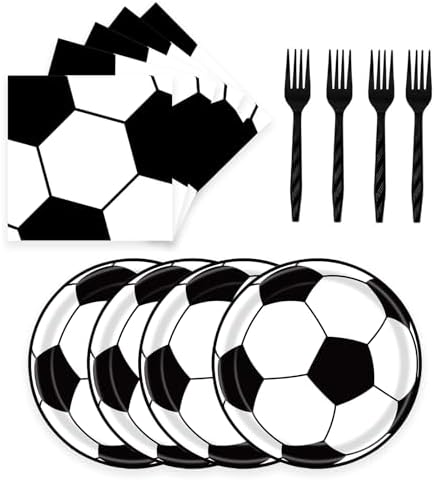 72 Pcs Soccer Themed Paper Plates Napkins Set