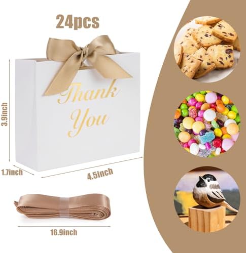 VGOODALL 24PCS Thank You Gift Bags with Bow