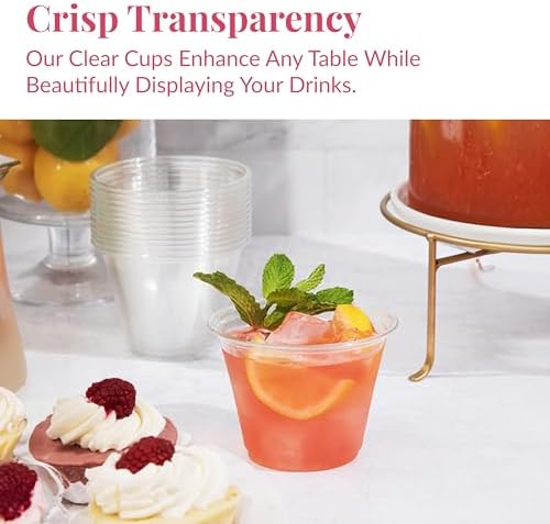 Prestee 500 Clear Plastic Cups 9 oz Cocktail Glasses