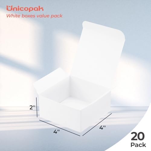 UnicoPak 20 Pack White 4x4x2 Gift Boxes
