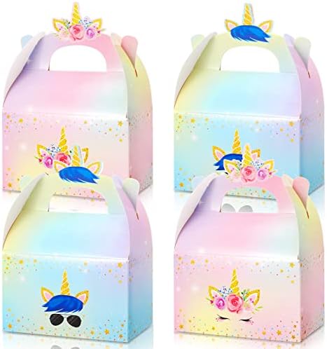 Leinuosen Unicorn Party Favor Boxes 24 Pieces