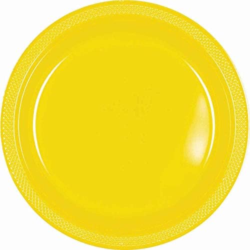 Vibrant Round Yellow Plastic Plates 7 Inch Pack of 20