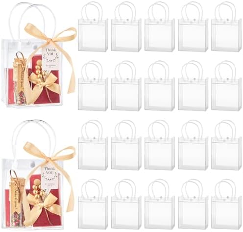 Mauproy 50 Pack Clear Gift Bags with Handles