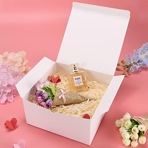12 Pack White Gift Boxes 8x8x4 Inches for Occasions