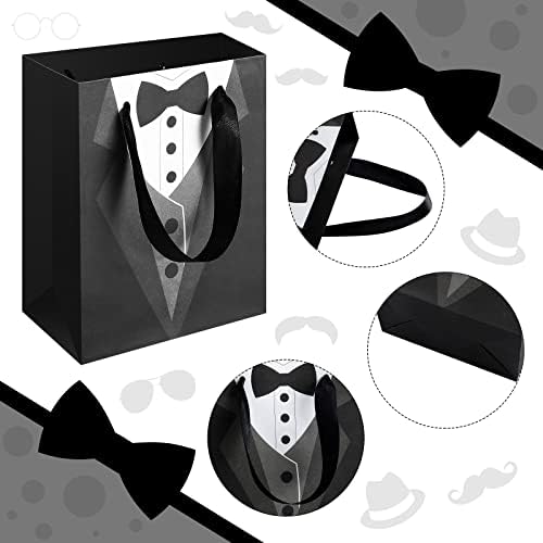 Sinmoe 24 Pack 7 Inch Gift Bags Wedding Favor Tuxedo Treat Wraps