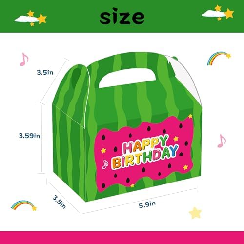 Wegymer Cartoon Watermelon Party Favor Boxes 16Pcs