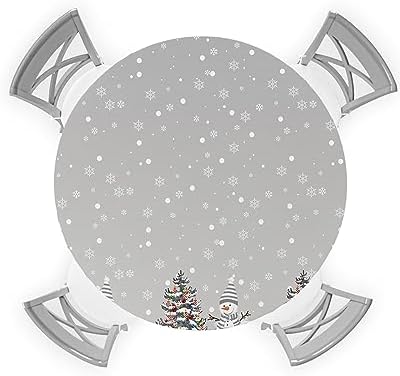 Christmas Round Waterproof Table Cover with Elastic Wipes