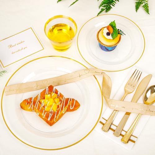 SUT 350Pcs Plastic Dinnerware Set for 50 Guests