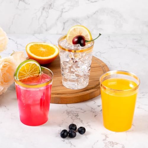 Goodluck 200PCS 14oz Gold Plastic Cups for Parties